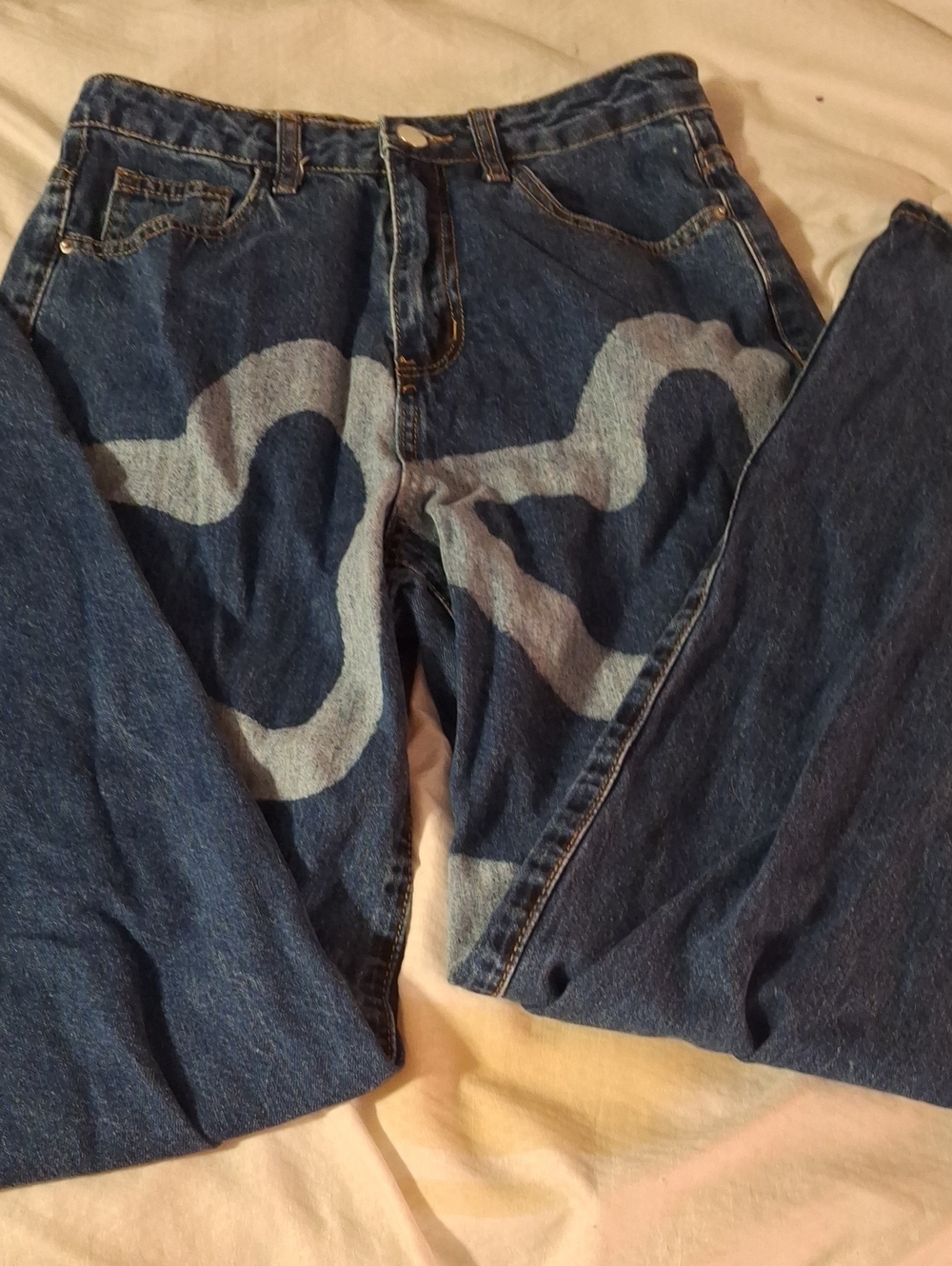 Women Denim Heart Print Jeans